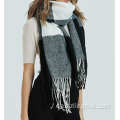 Genanvendt polyester varm vinterstrikket tørklæde med kvast